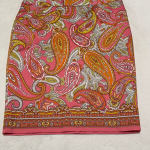 Women's Charter Club Pink Orange Paisley Pencil Skirt Size 10